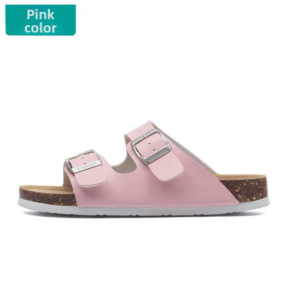 Buckle Flats Cork Slippers