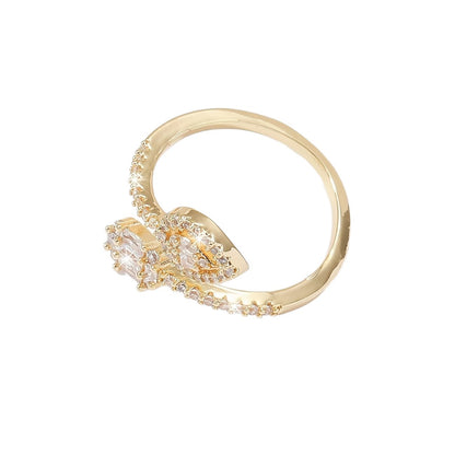Verstelbare open ring met steentjes