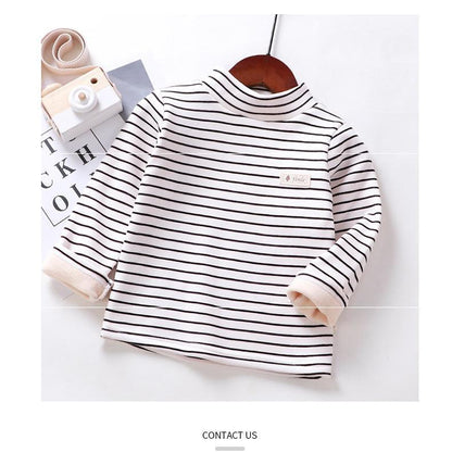 Kinder herfst- en winter gestreepte fluwelen basisshirt unisex