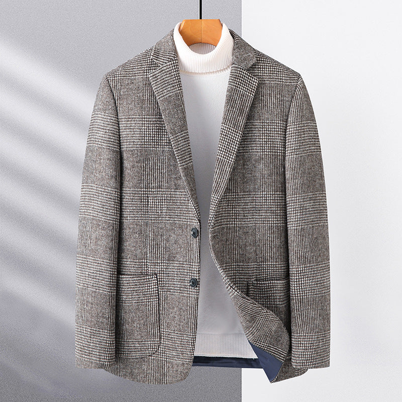 Men's wool suit casual luxury checkered coat