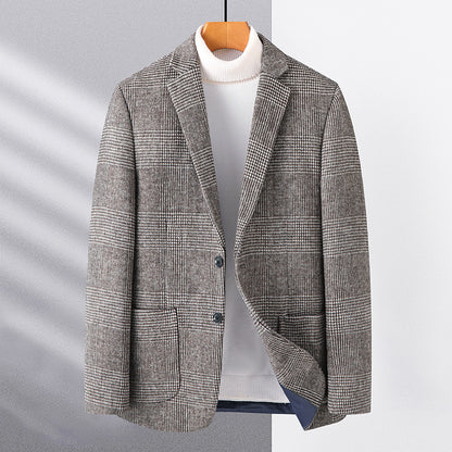 Men's wool suit casual luxury checkered coat