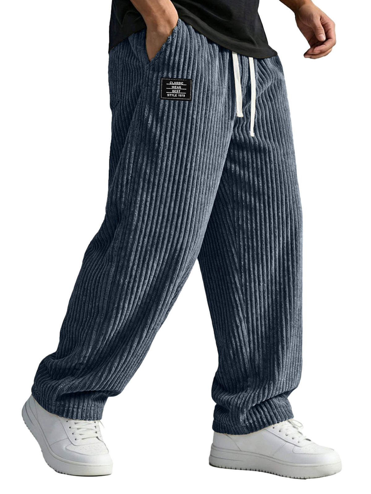 Mens Embroidered Straight Leg Casual Pants