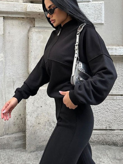 Women's casual long-sleeved coat and long pants set