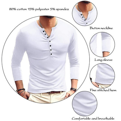Heren slim fit T-shirt met clamshell zakken en lange mouwen