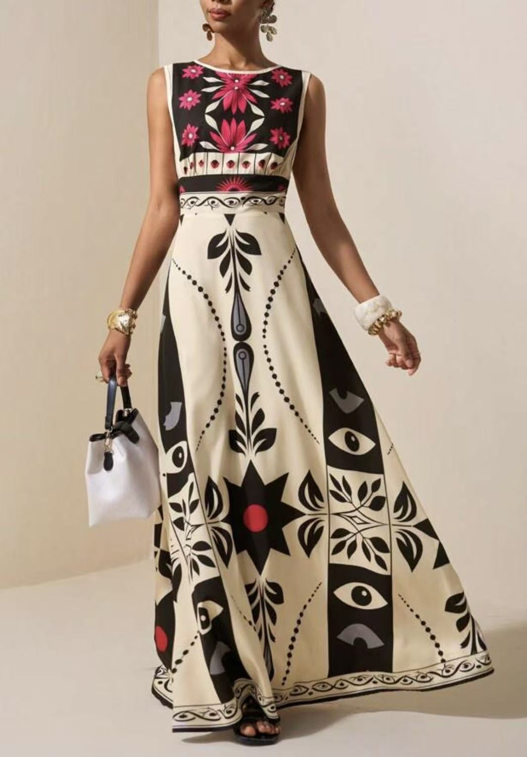 Printed Bohemian Sleeveless Long Dress