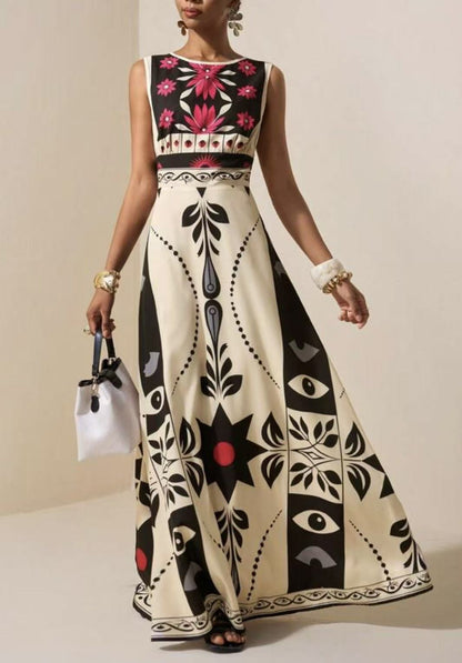 Printed Bohemian Sleeveless Long Dress