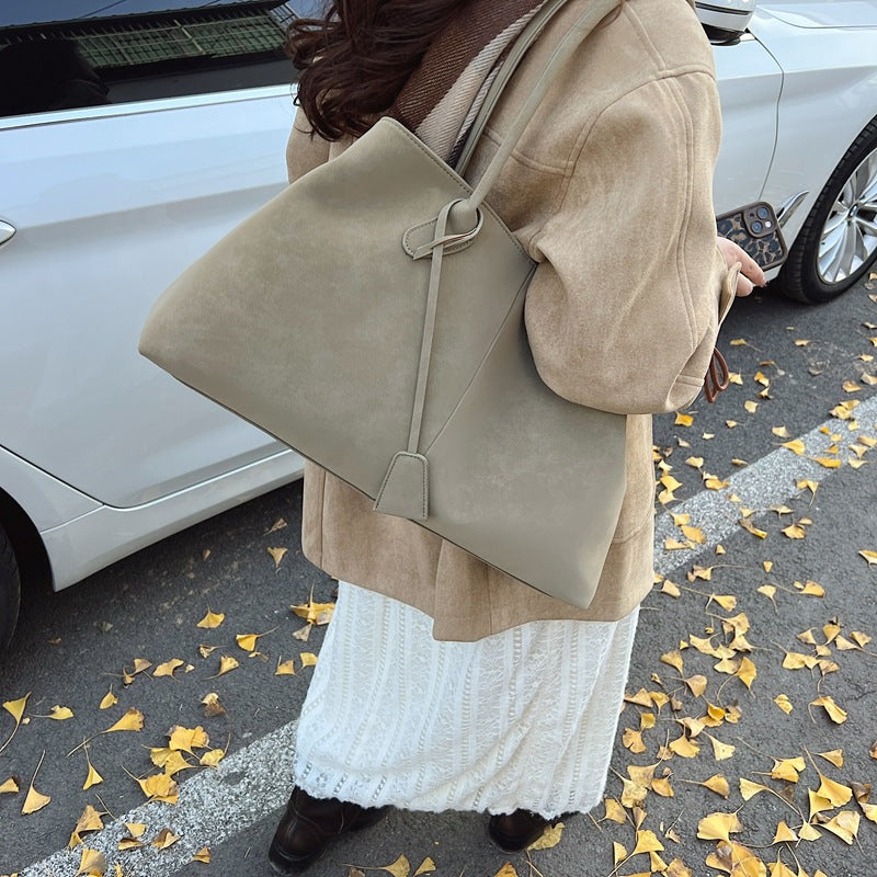 Retro Suede Tote Bag for Women
