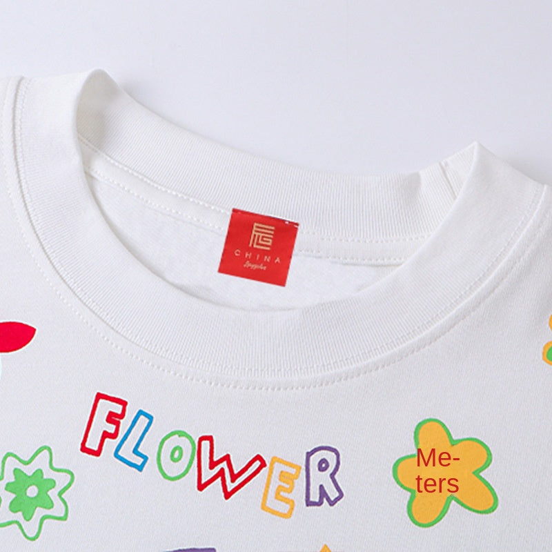 T-SHIRT Hand-Painted Graffiti Print Short Sleeve Loose Casual Cotton T-Shirt for Summer Vacation