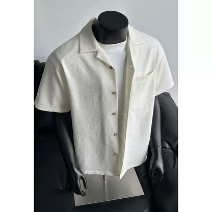Faux Linen Short-Sleeve Shirt