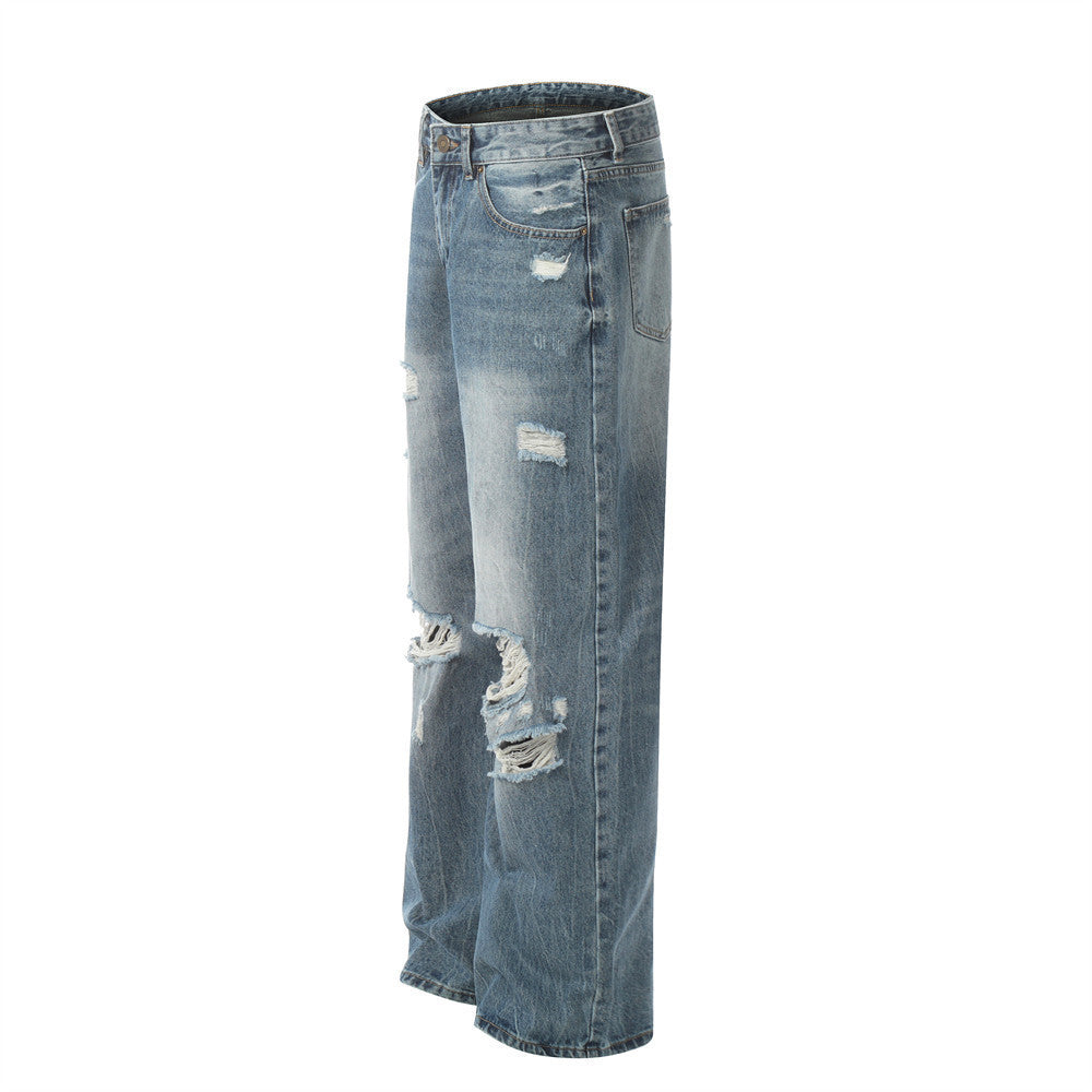 Gewassen en gerafelde jeans voor heren van het merk Street Tide