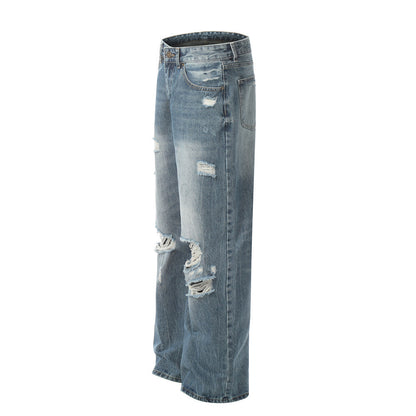 Gewassen en gerafelde jeans voor heren van het merk Street Tide