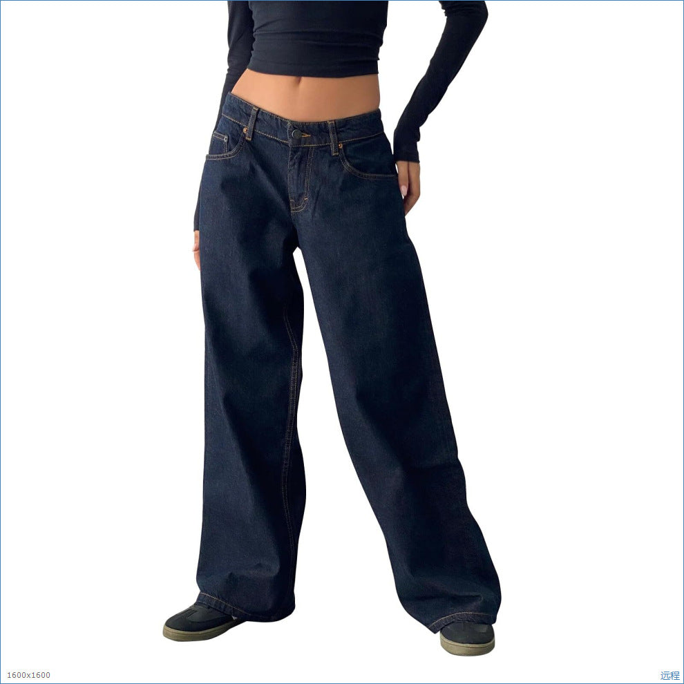 Damesjeans met hoge taille en rechte pijpen