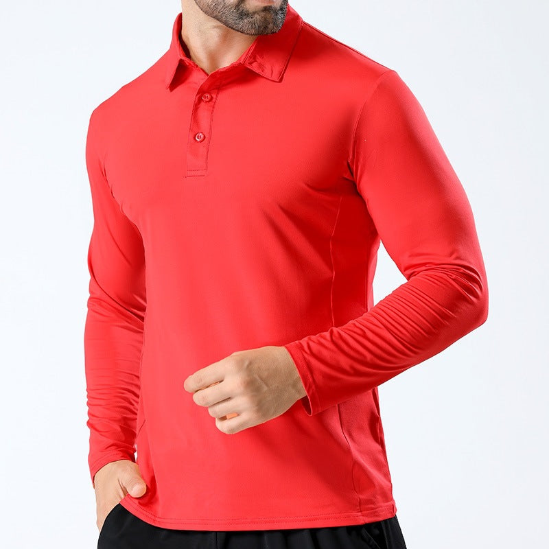Mens Quick-Dry Long Sleeve Polo Shirt