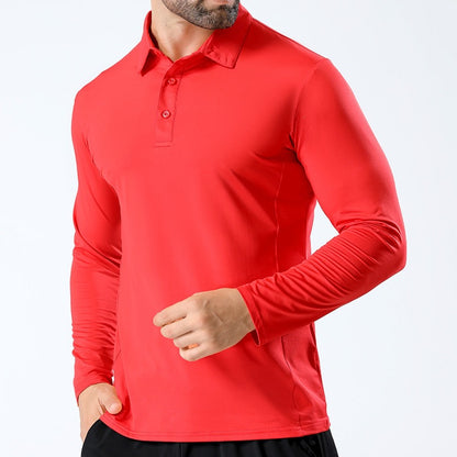 Mens Quick-Dry Long Sleeve Polo Shirt