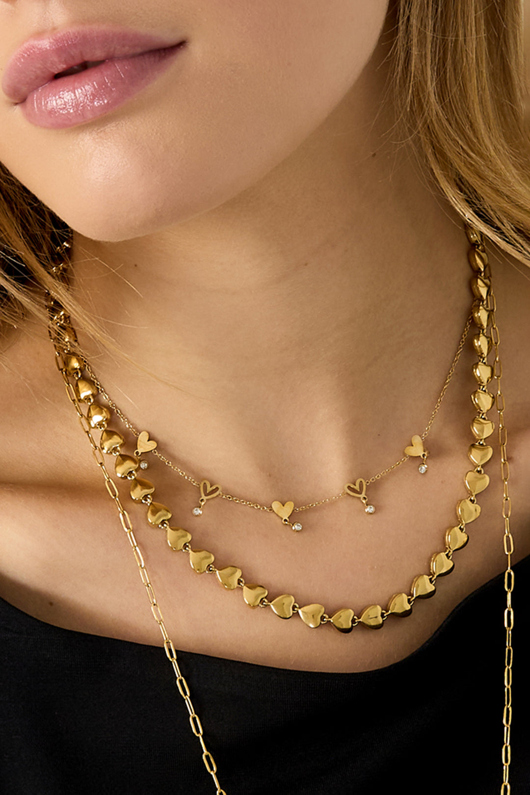 Roestvrijstalen kettingen met hart, casual, dagelijks, eenvoudig, serie, damessieraden