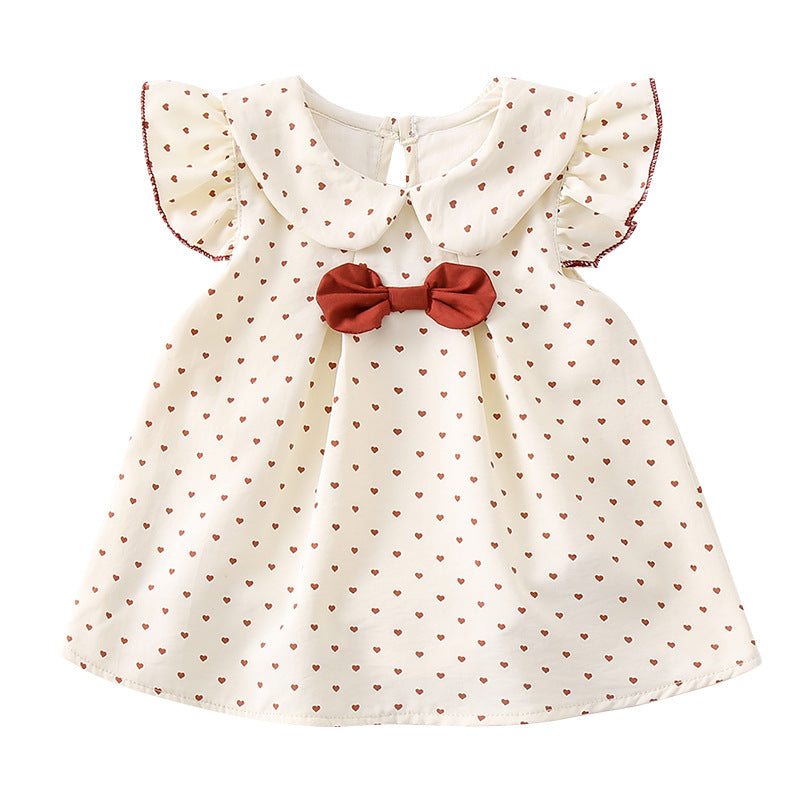 Baby Girl Princess Romper with Heart Polka Dots