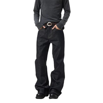 Losse casual, veelzijdige jeans met wijde pijpen en rechte snit voor heren