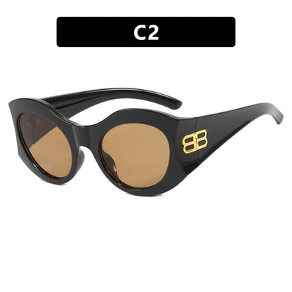 Grote montuur letter B high-end modeshow zonnebril unisex