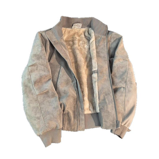 Bomberjack van PU-leer met dye-print voor heren