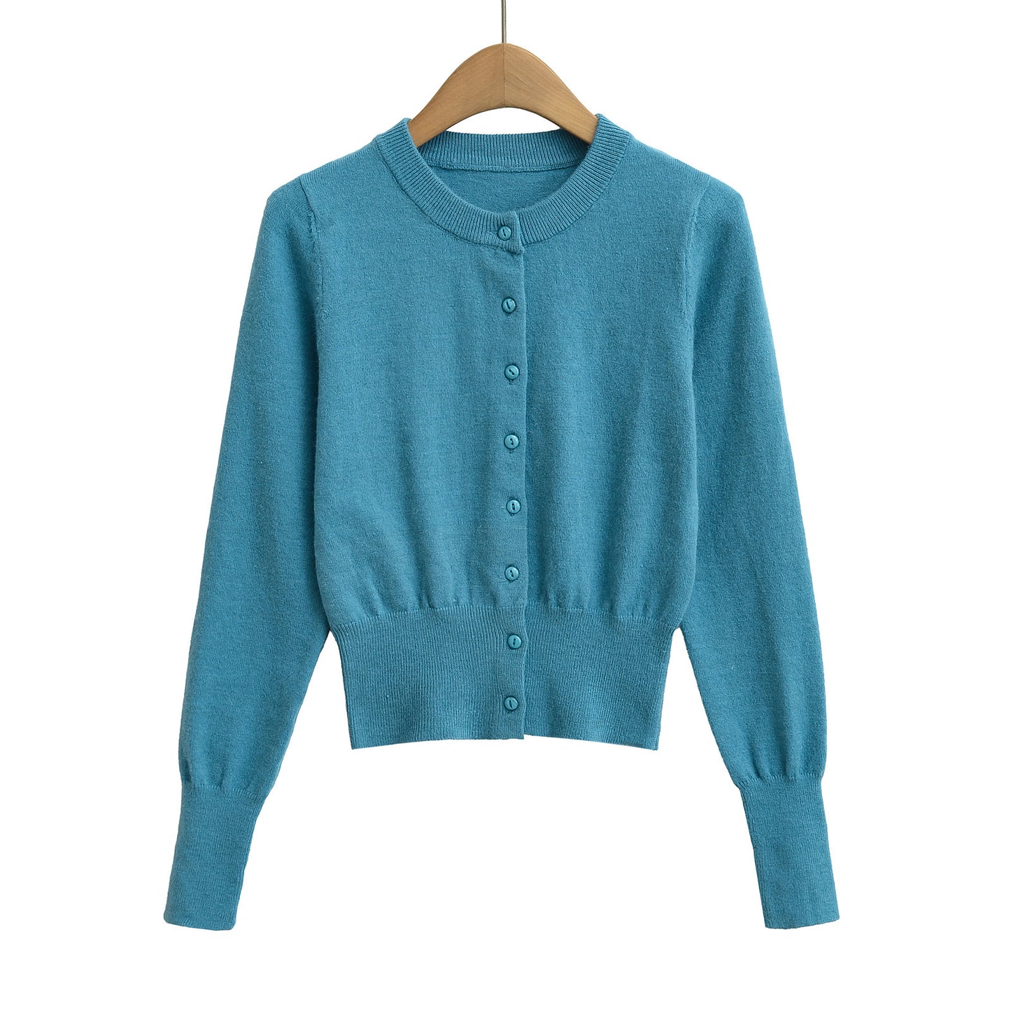 Vest met ronde hals knopen en lange mouwen