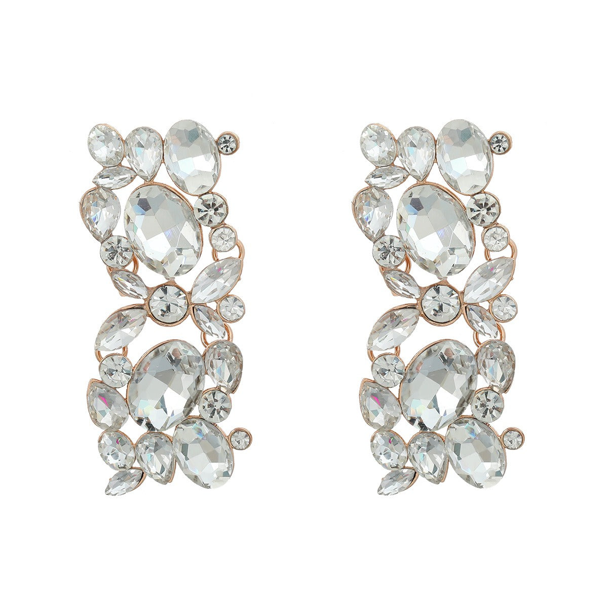Full diamond square women's alloy inlaid diamond exaggerated earrings