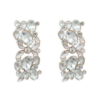 Full diamond square women's alloy inlaid diamond exaggerated earrings