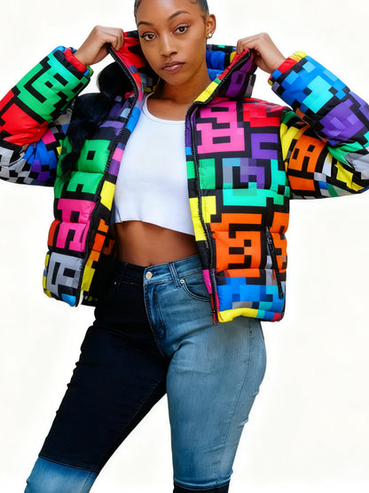 Kleurrijke Korte Pufferjas