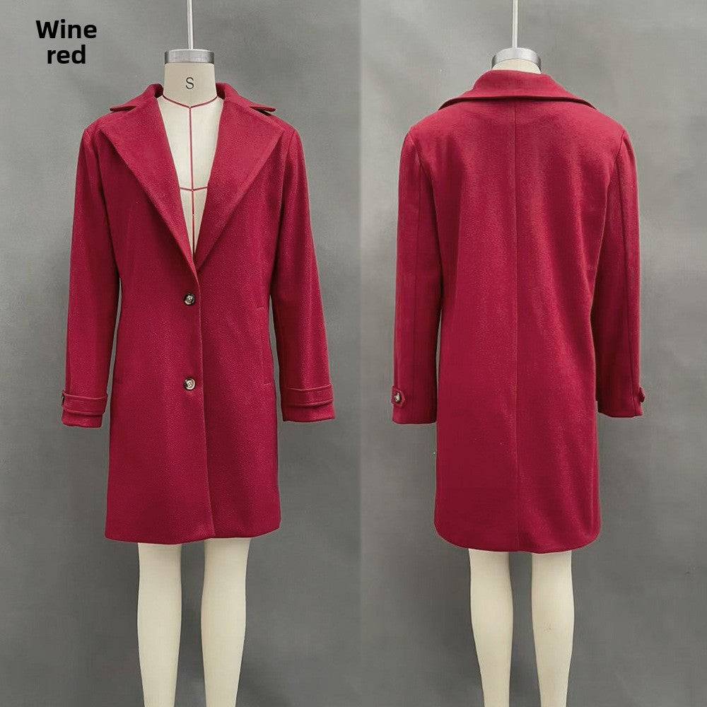 Retro Plaid Mid-Length Lapel Coat for Women