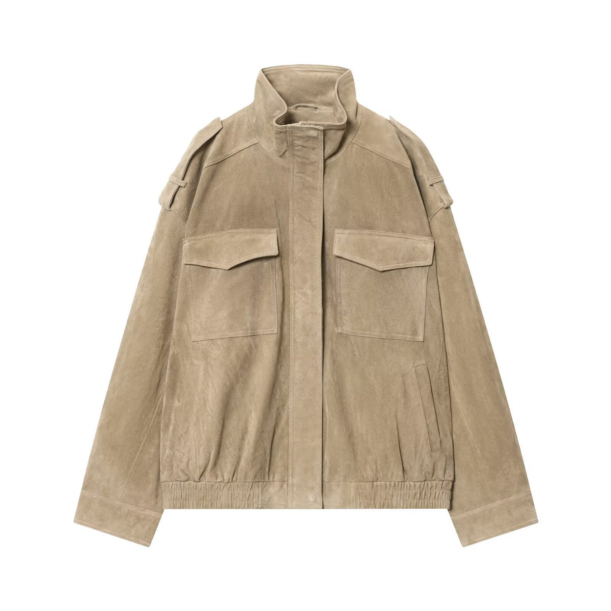 Women's Stand Collar Suede Texture Jacket
