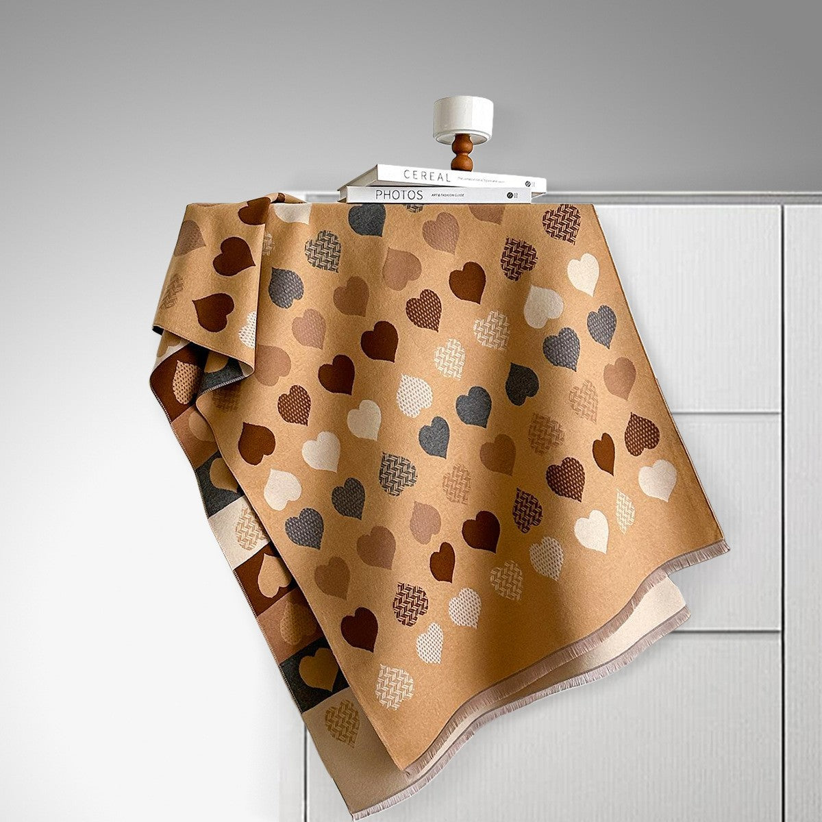 Double Sided Heart Pattern Womens Scarf