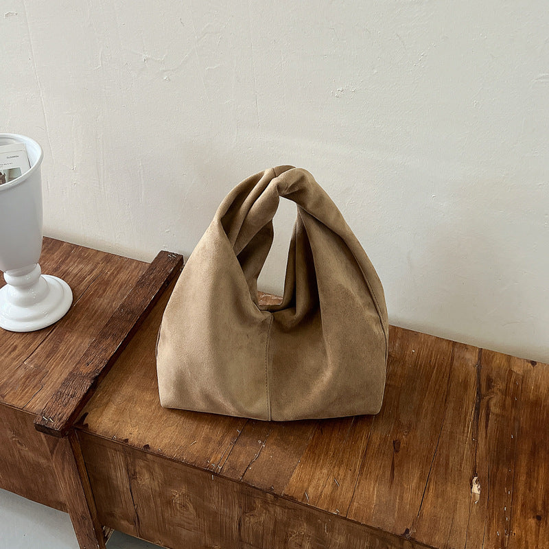 Women Suede Dumpling Bag Vintage Retro Handbag