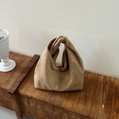 Women Suede Dumpling Bag Vintage Retro Handbag
