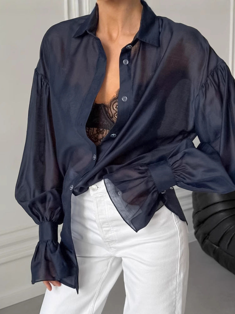 Womens See Through Long Sleeve Shirt