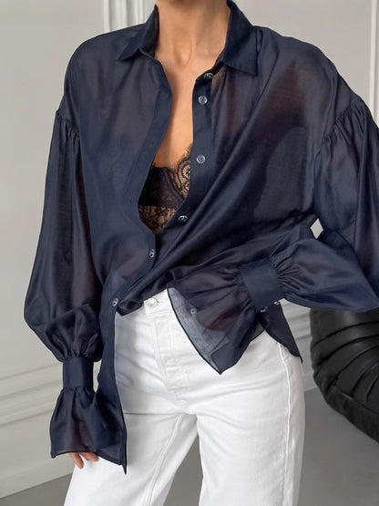 Womens See Through Long Sleeve Shirt