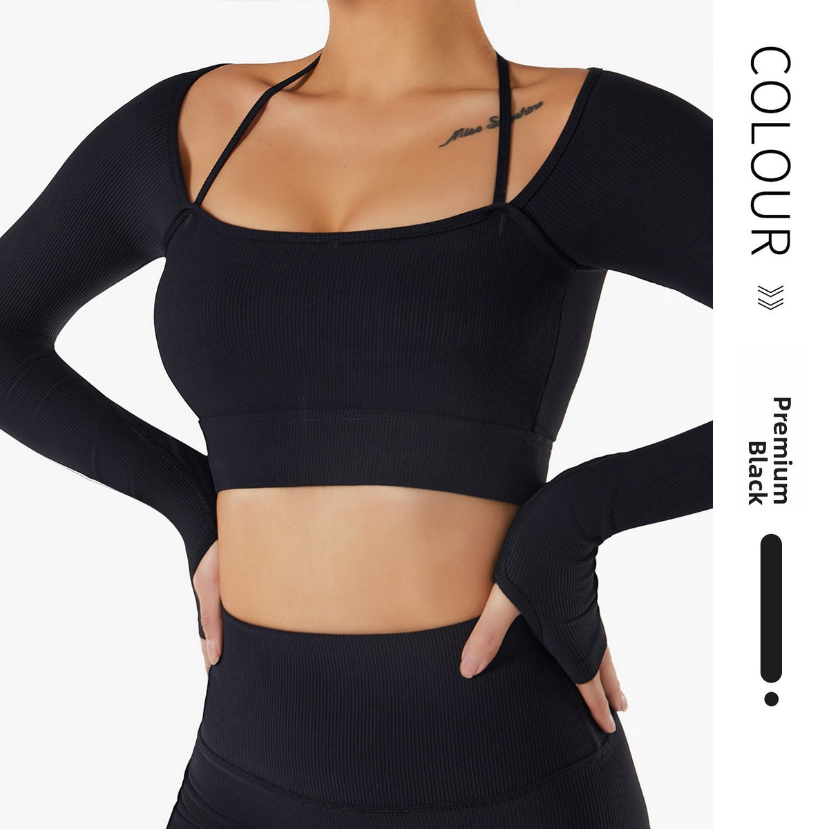 Womens Halterneck Long Sleeve Yoga Suit Tight Fitness Wear