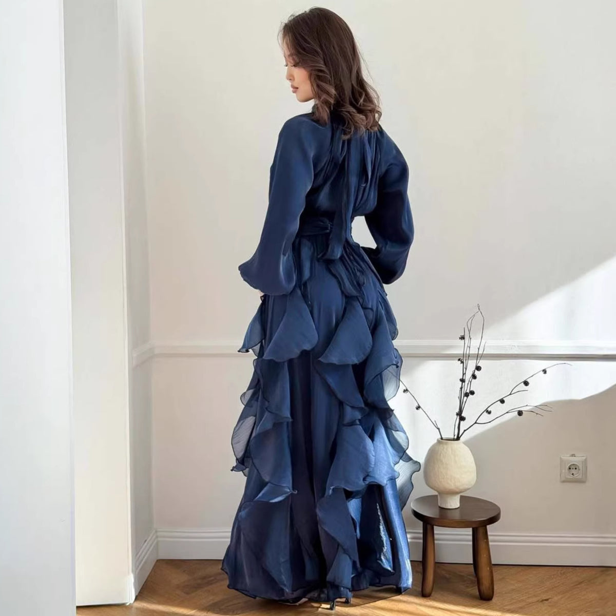 Elegant Ruffle Pleated Dress