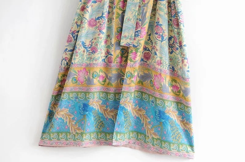 Amerikaanse dames lange kimono met vleermuismouwen en print