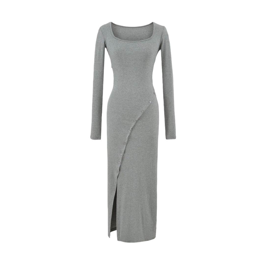 Chic Long Dress for Autumn,  Spicy Pure Desire Style, Fitted Waist, Bodycon Dress for Women