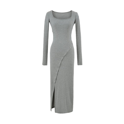 Chic Long Dress for Autumn,  Spicy Pure Desire Style, Fitted Waist, Bodycon Dress for Women