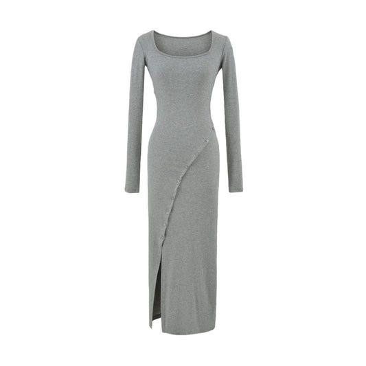 Chic Long Dress for Autumn,  Spicy Pure Desire Style, Fitted Waist, Bodycon Dress for Women