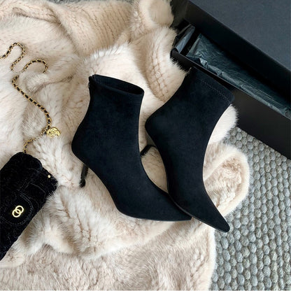 Womens Pointed Toe Stiletto Heel Boots
