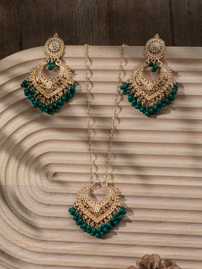 Bohemian retro oorbellen en ketting set met belletjes