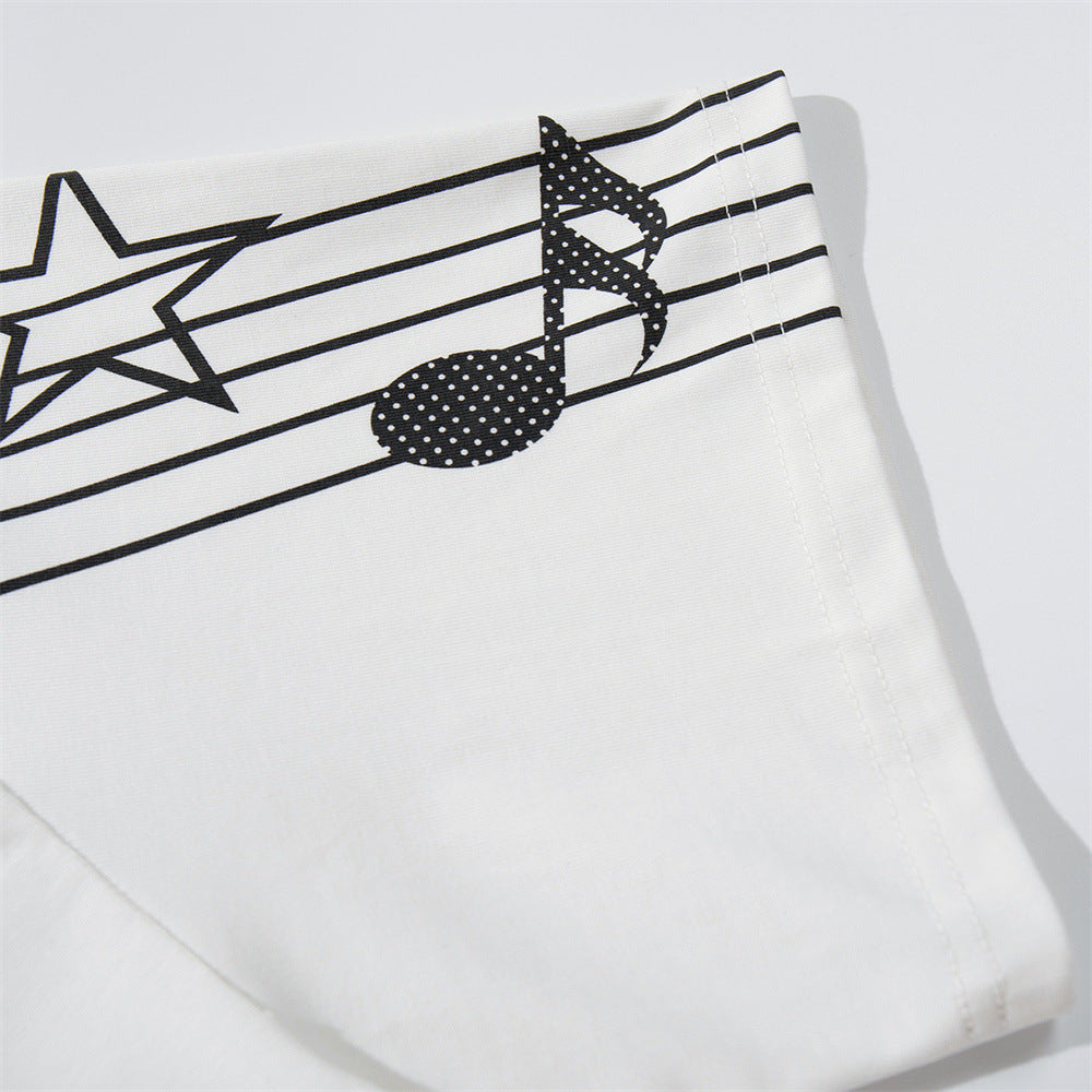 Musical note printed short sleeved t-shirt