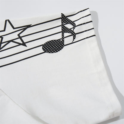 Musical note printed short sleeved t-shirt