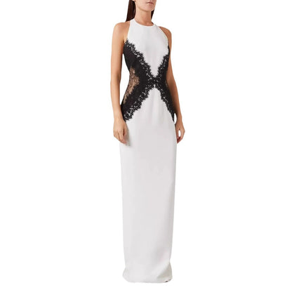 Lace Splicing Backless Long Dress