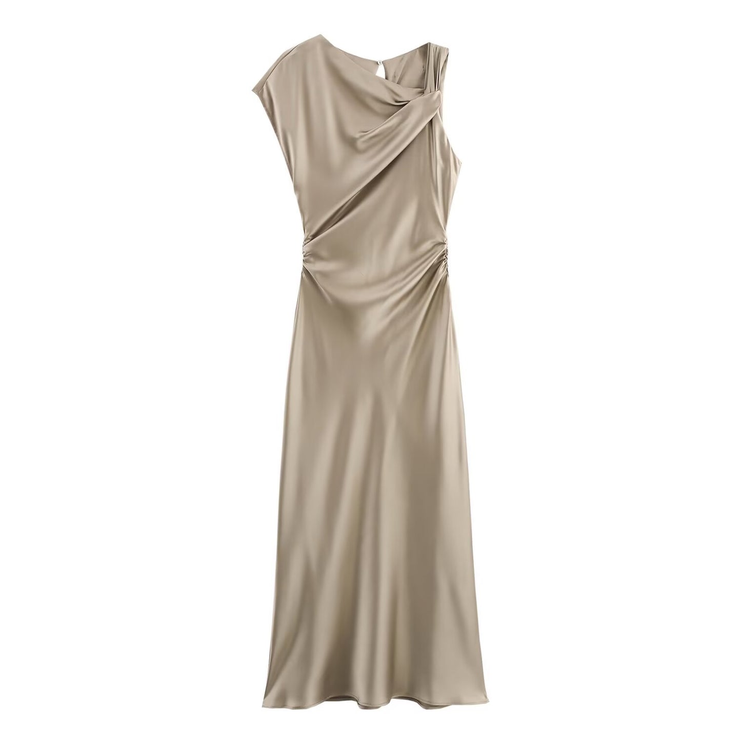 Modieuze satijnen jurk in Franse stijl met plooien