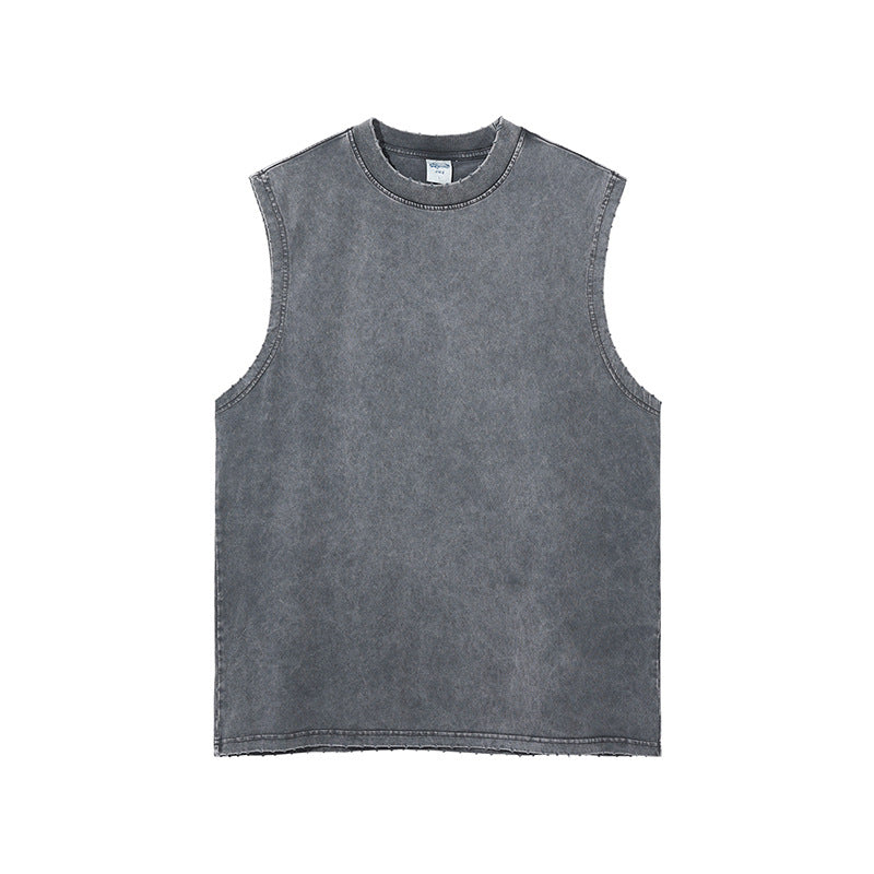 Mens and Womens Clothing Wash Water Retro Vintage Vintage Batik Rubbed Hem Mens Sweetheart Tank Top Loose Bottoming