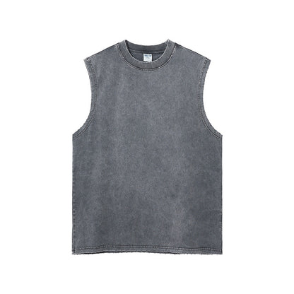 Mens and Womens Clothing Wash Water Retro Vintage Vintage Batik Rubbed Hem Mens Sweetheart Tank Top Loose Bottoming