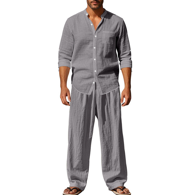Men's Linen Casual Shirt and Pants Set