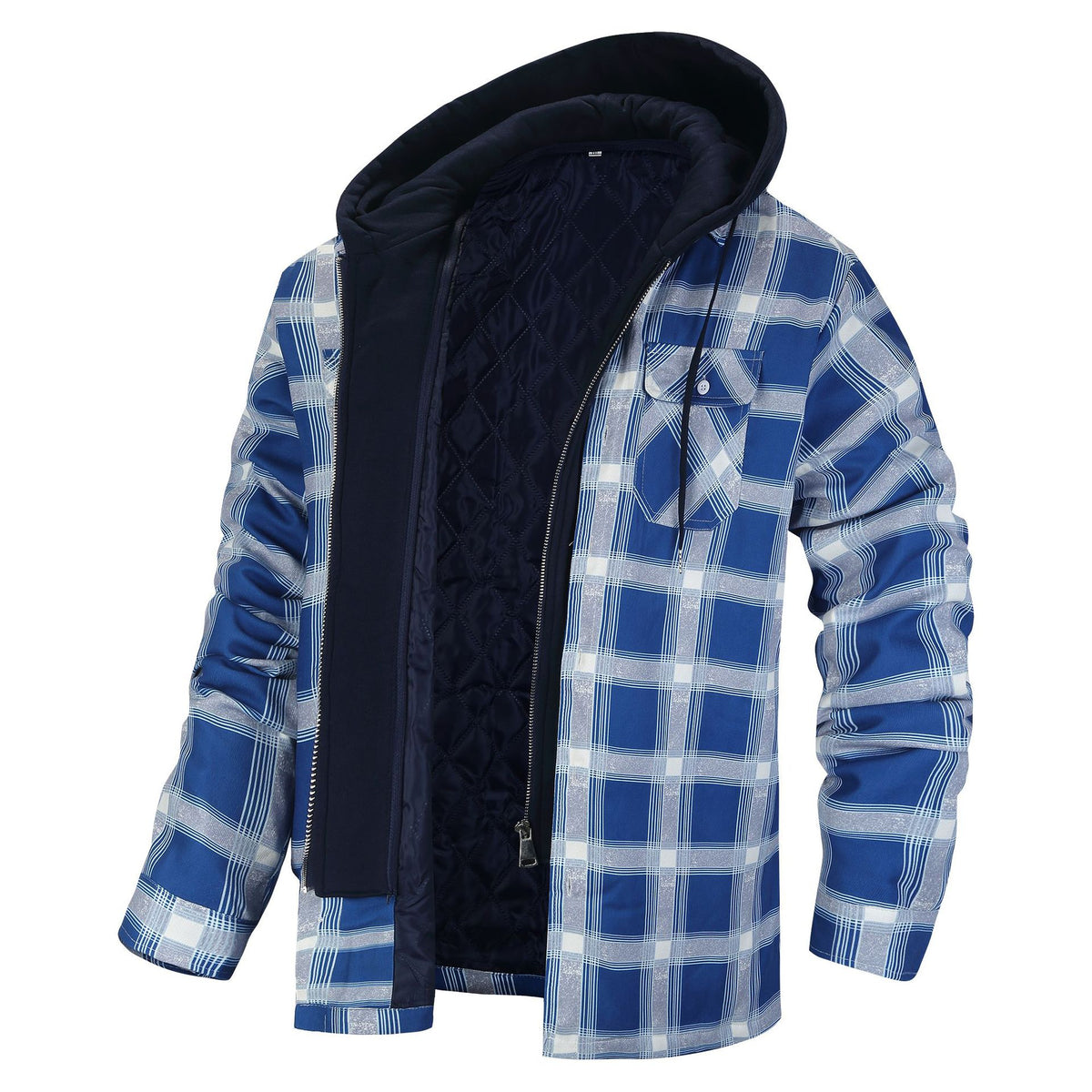 Autumn and Winter Cotton Outwear Plaid Long-Sleeved Loose Hooded Jacket
